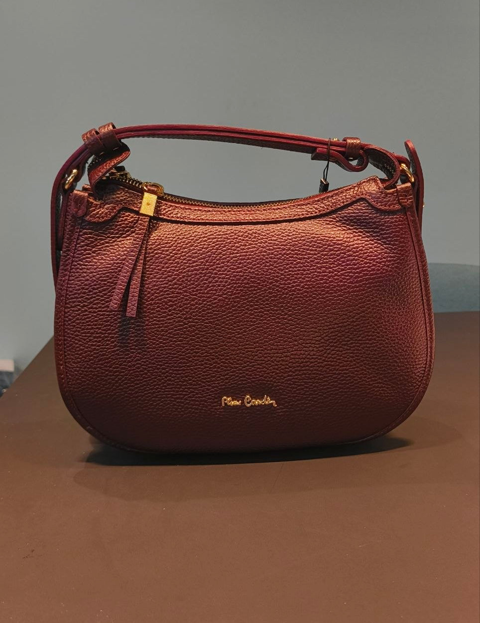 Borsa a Mano in Vera Pelle Bordeaux