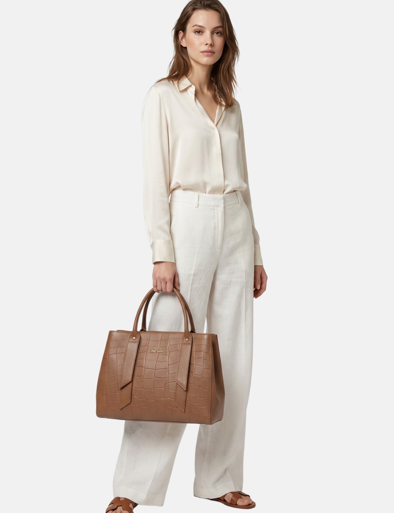 Borsa a Mano in Vera Pelle Cognac