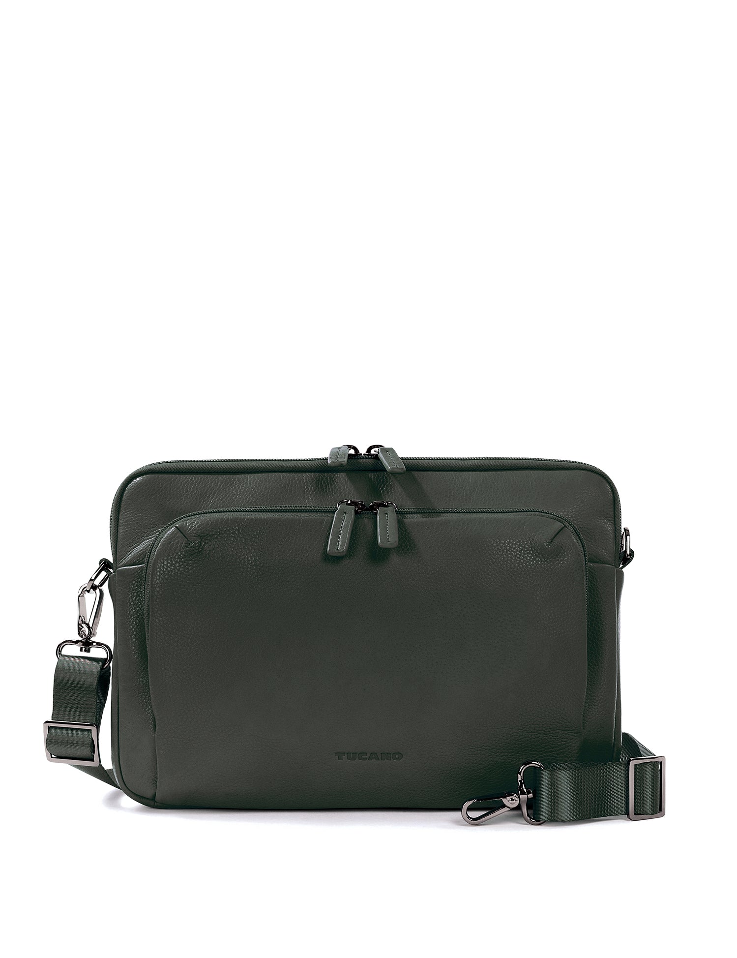 Borsa a tracolla unisex vera pelle Casual BFOP11-Verde Scuro Tucano