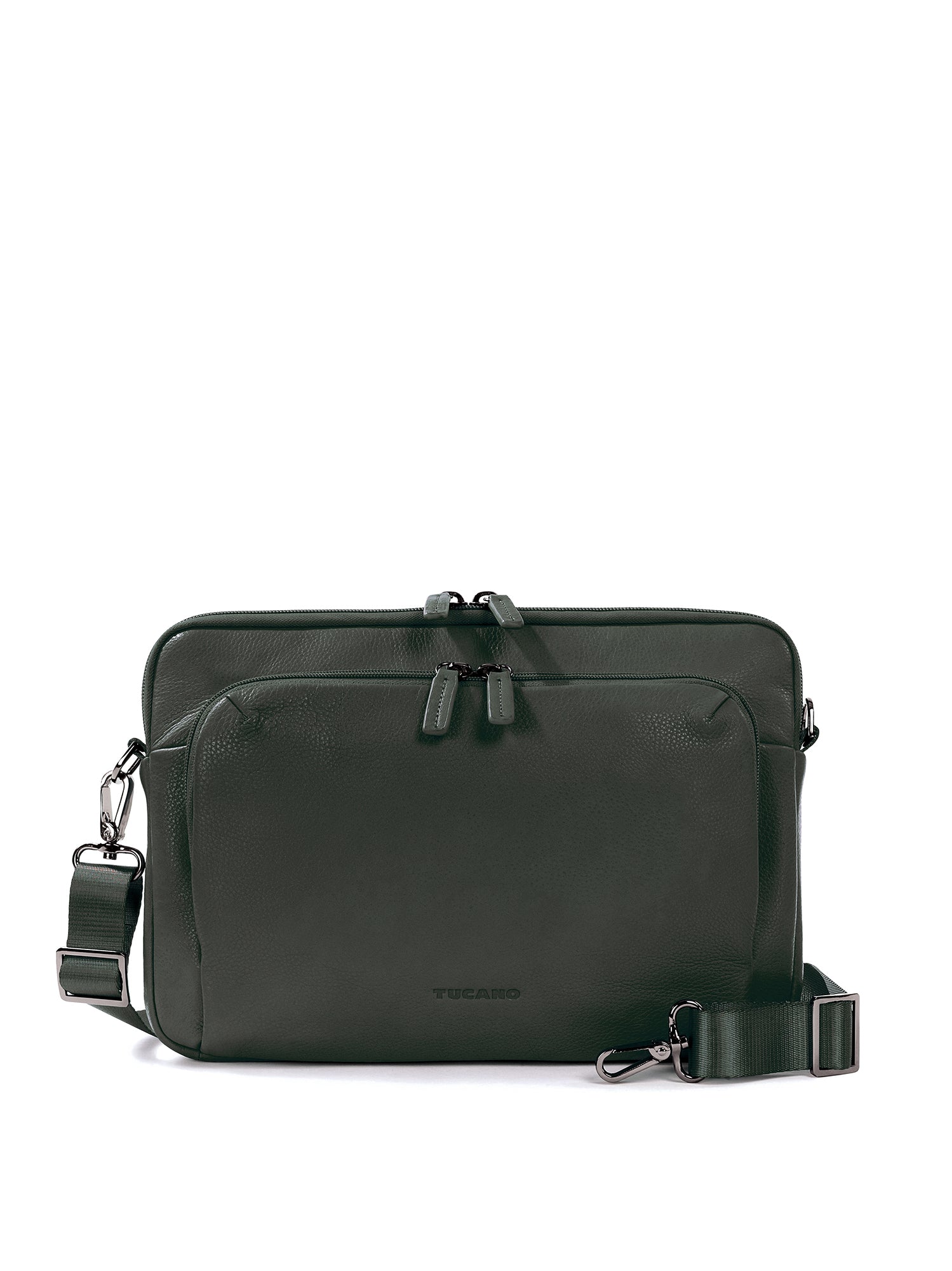 Borsa a tracolla unisex vera pelle Casual BFOP11-Verde Scuro Tucano