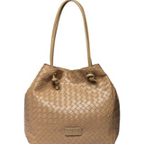 Borsa a Spalla in Pelle Vegana Marrone Scuro