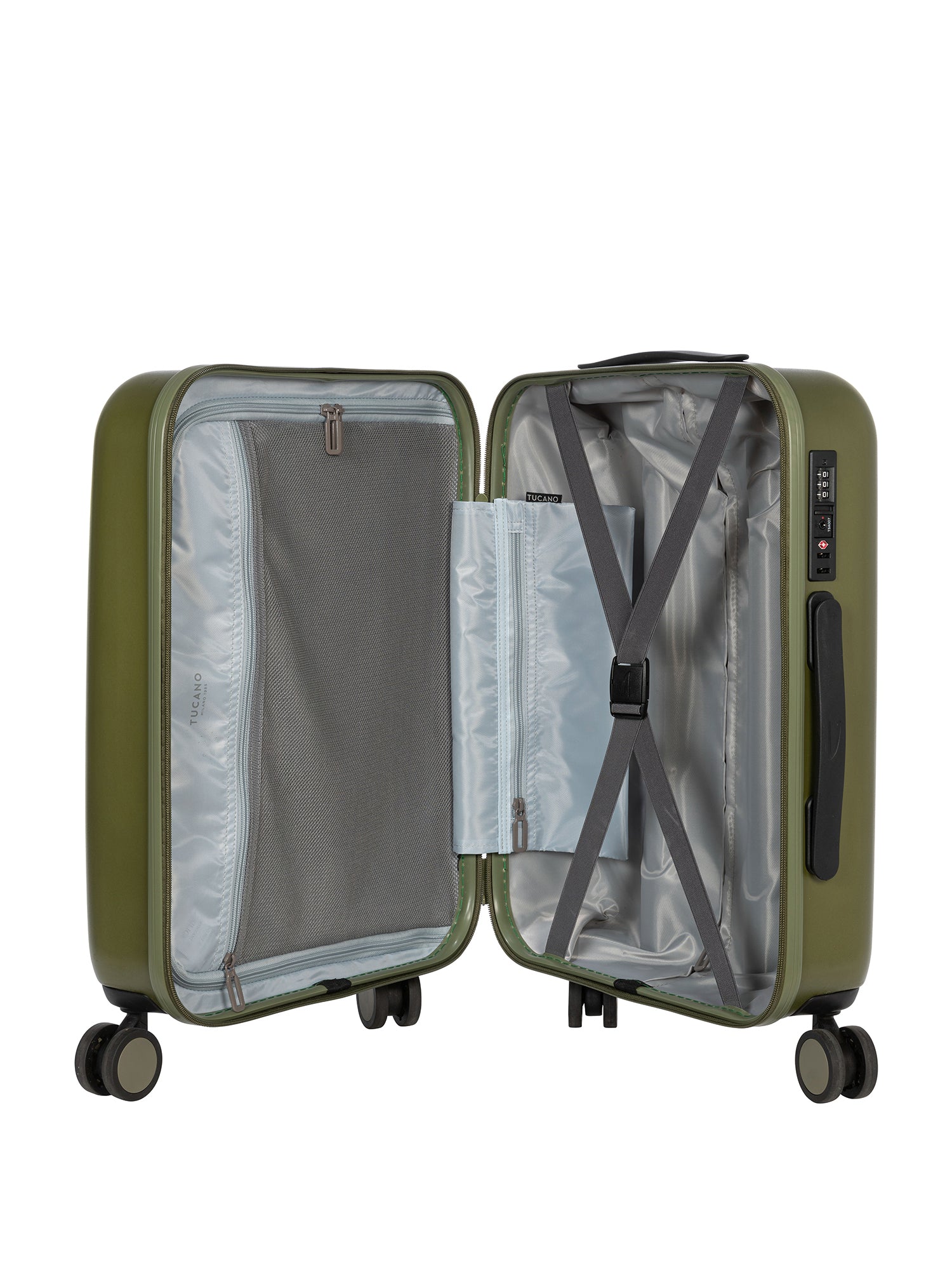 Valigia Unisex in Policarbonato Con Zip BTRTED-S-Verde militare Tucano