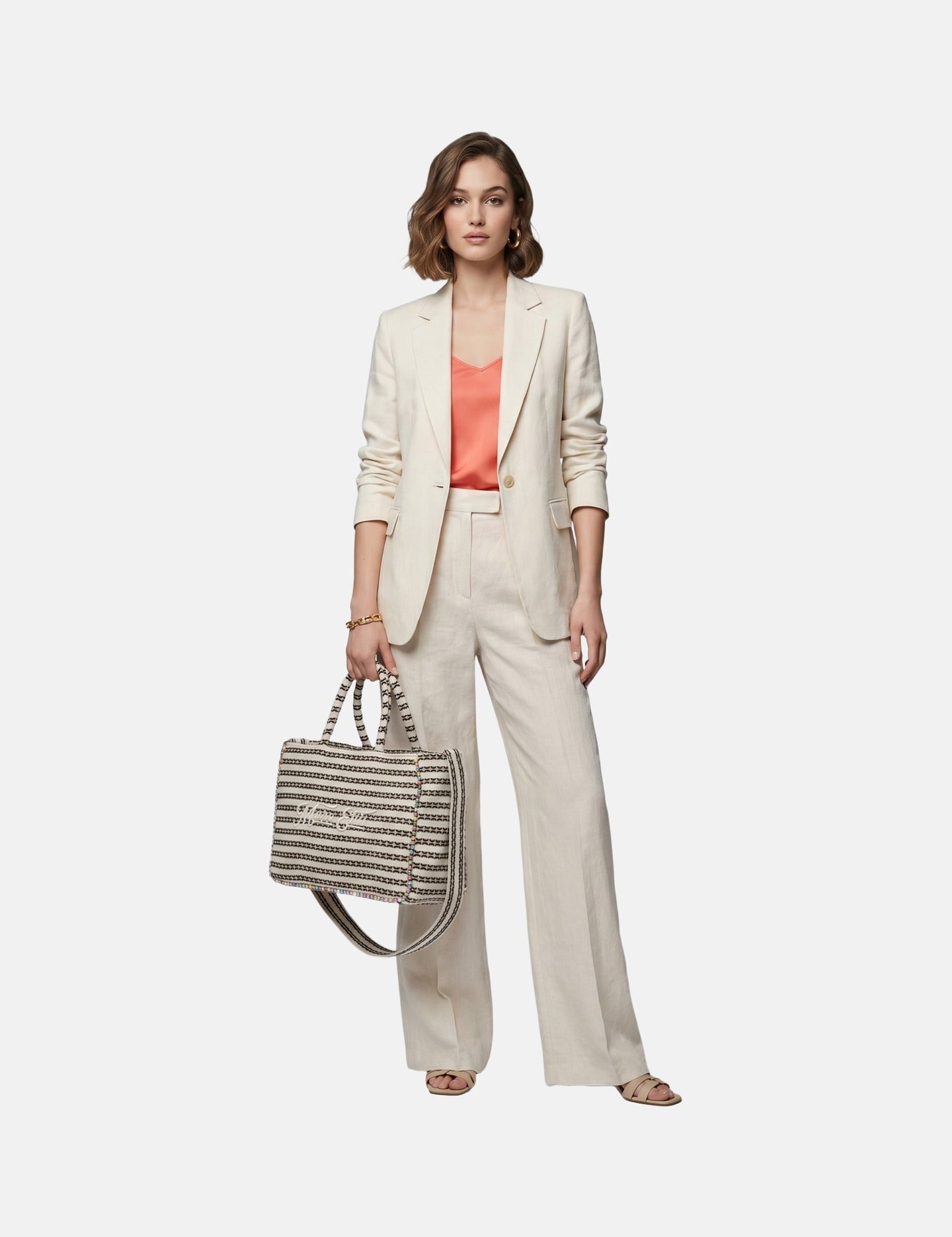 Borsa a Mano in Poliestere Beige