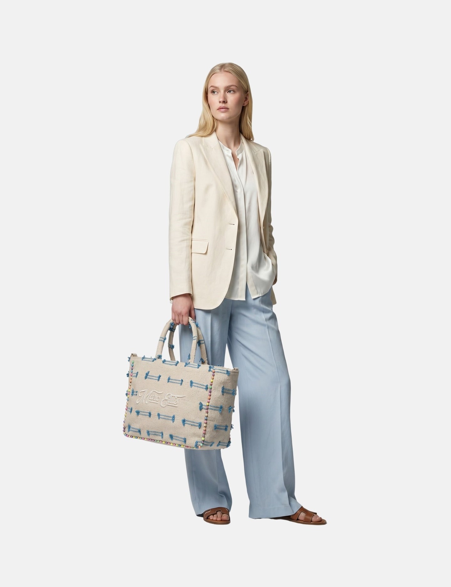 Borsa a Mano in Poliestere Beige