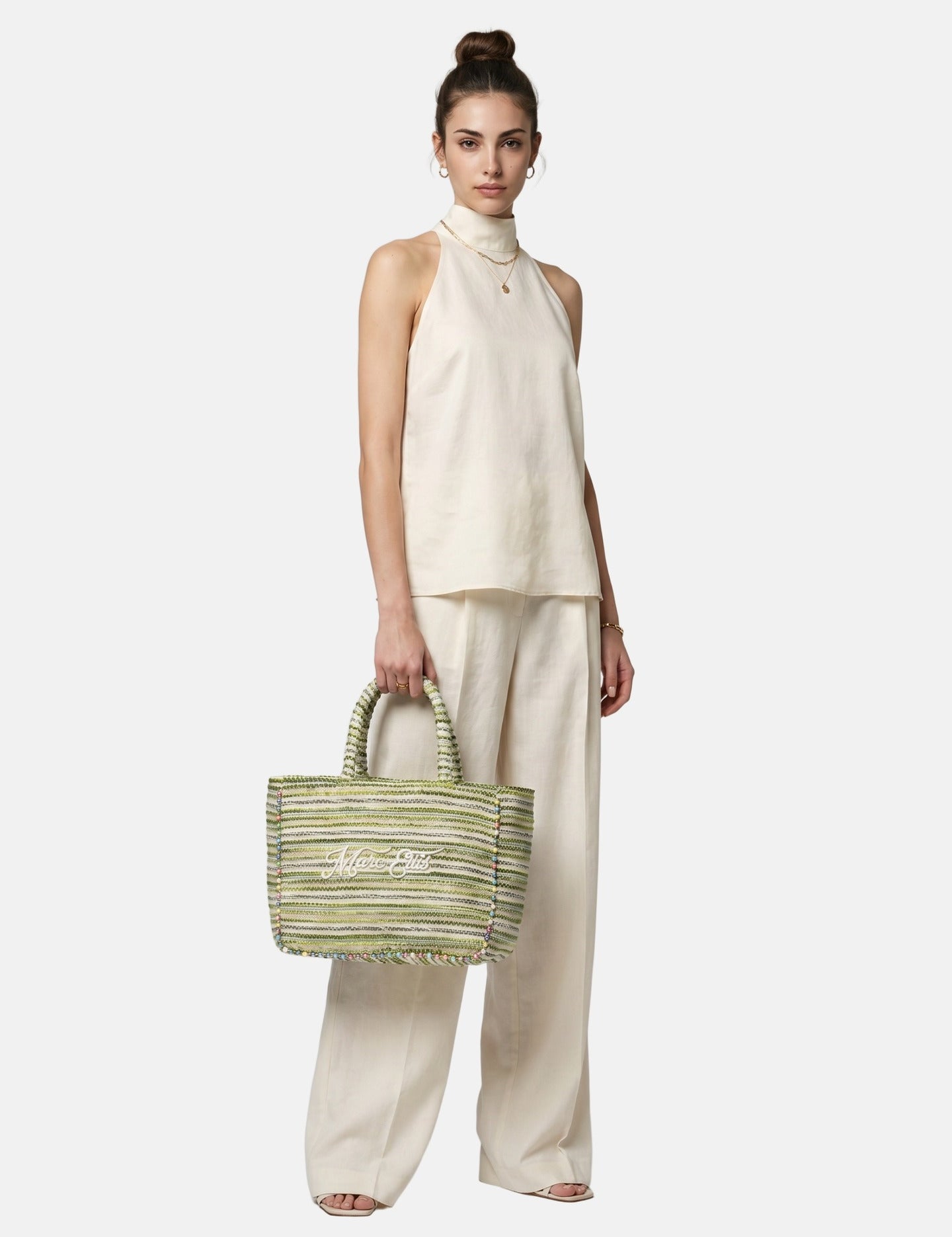 Borsa a Mano in Poliestere Beige