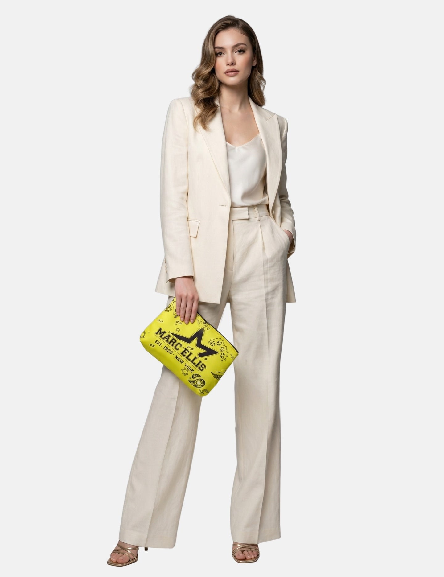 Borsa a Mano in Nylon Giallo