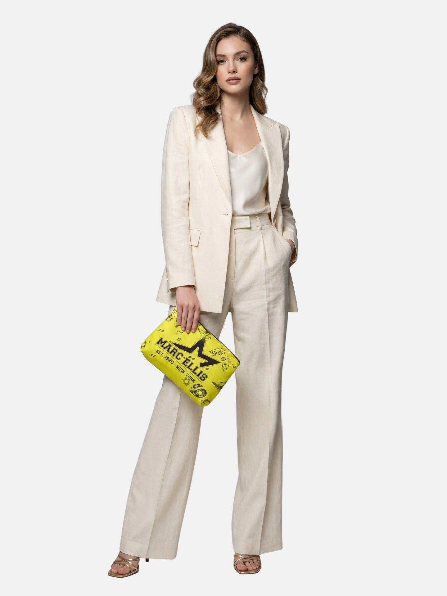 Borsa a Mano in Nylon Giallo