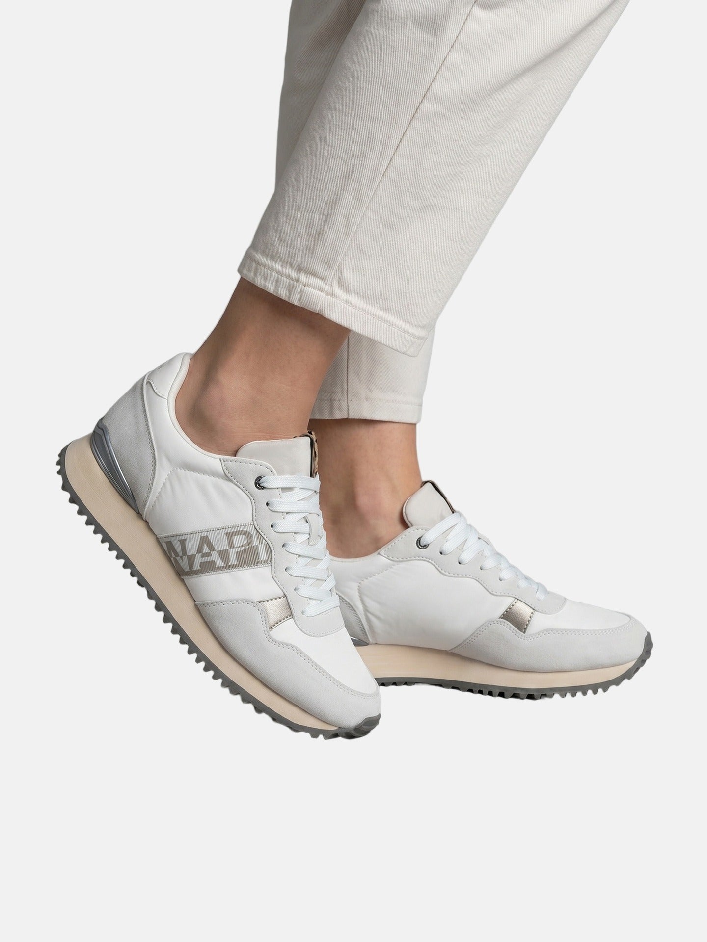 Sneakers Platform in Pelle Vegana Beige