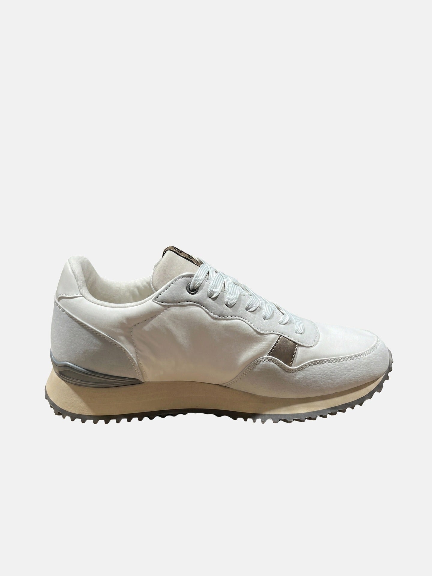 Sneakers Platform in Pelle Vegana Beige