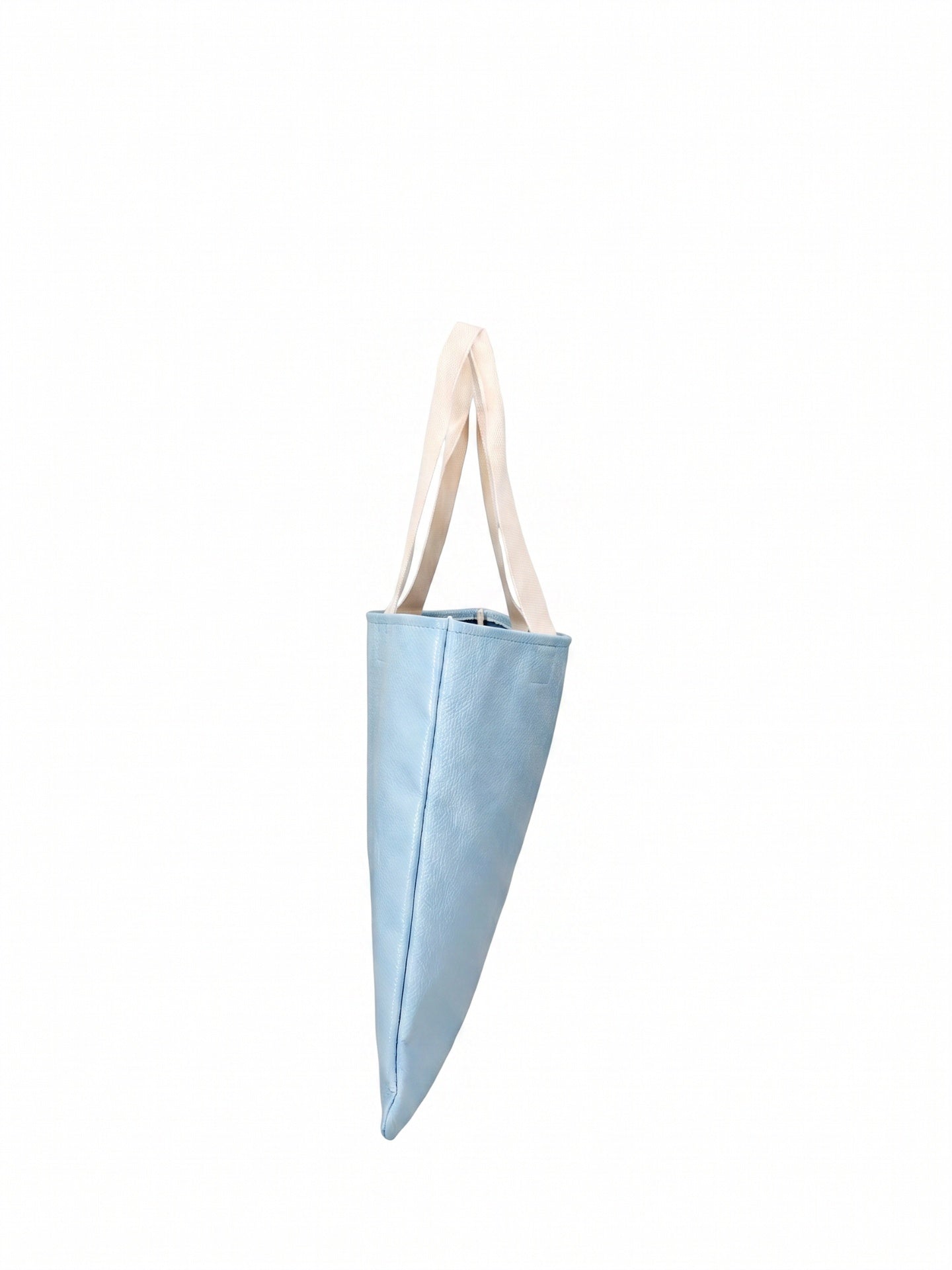 Borsa Shopper in Pelle Vegana Azzurro