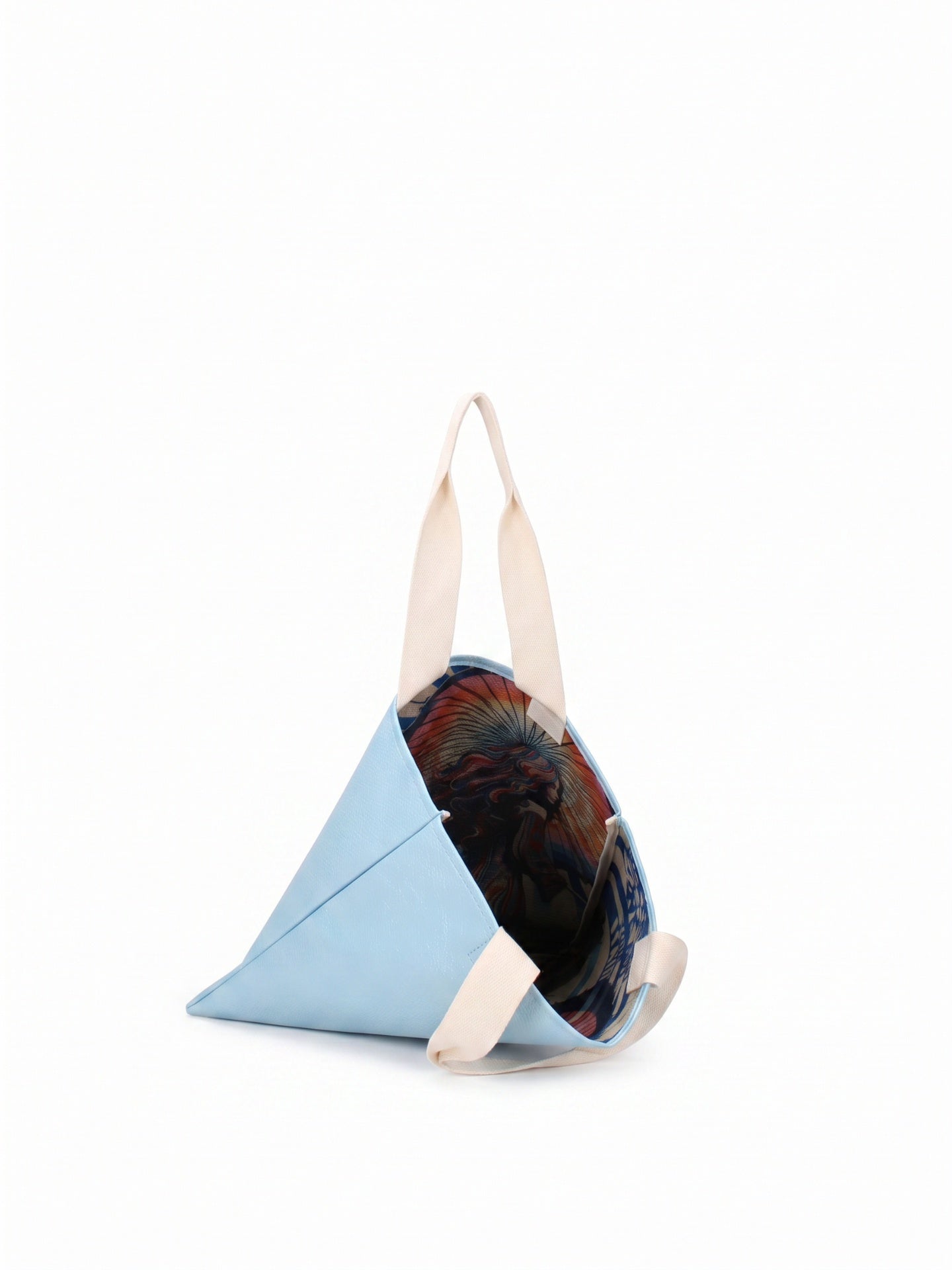 Borsa Shopper in Pelle Vegana Azzurro
