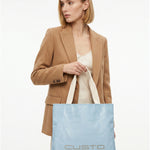 Borsa Shopper in Pelle Vegana Azzurro