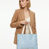 Borsa Shopper in Pelle Vegana Azzurro