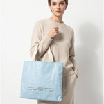 Borsa Shopper in Pelle Vegana Azzurro