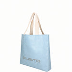 Borsa Shopper in Pelle Vegana Azzurro