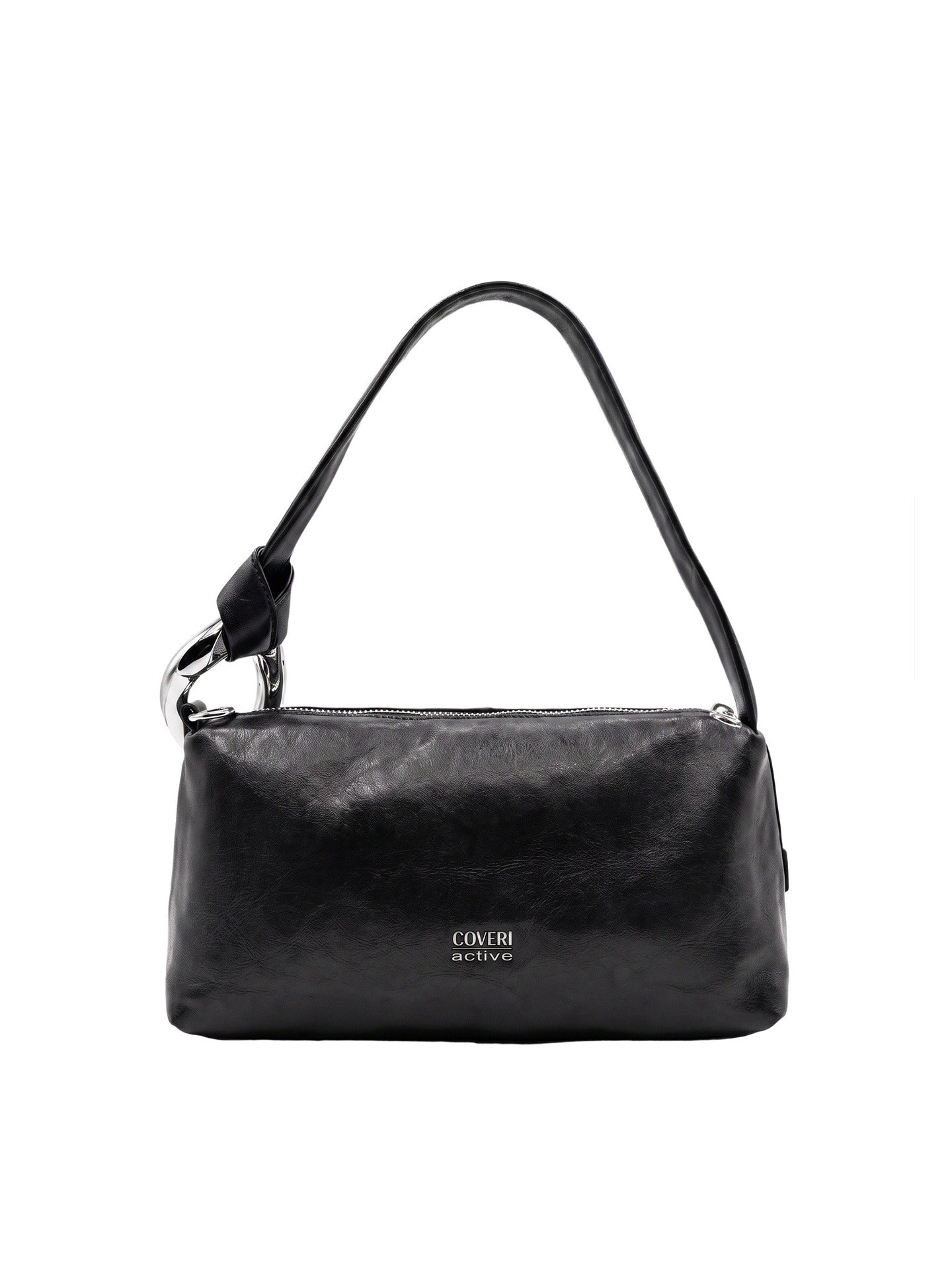 Borsa a Spalla in Polyurethane Nero