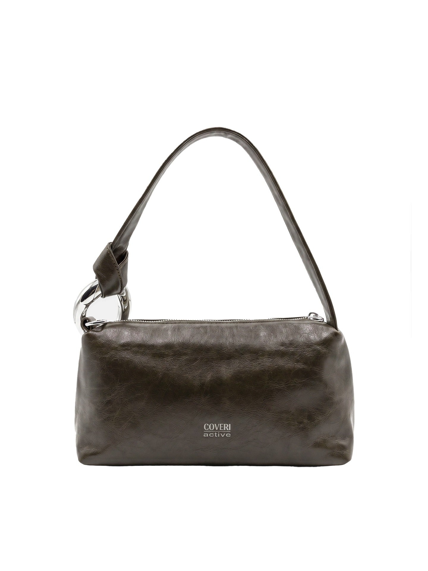 Borsa a Spalla in Polyurethane Marrone Scuro