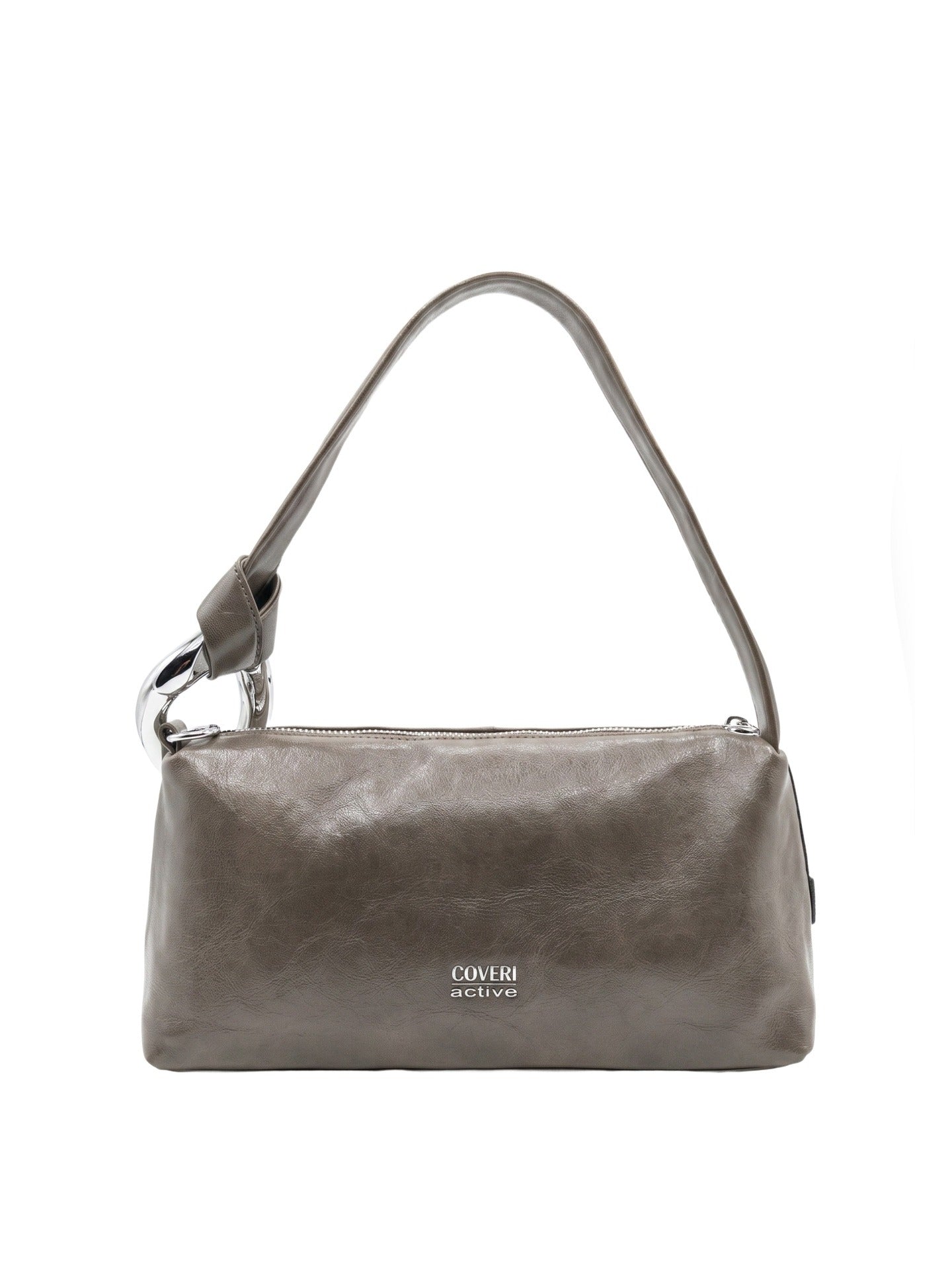 Borsa a Spalla in Polyurethane Grigio