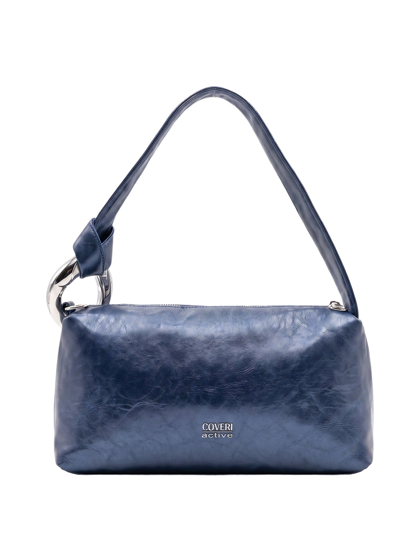 Borsa a Spalla in Polyurethane Blu Scuro