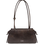 Borsa a Spalla in Polyurethane Marrone Scuro
