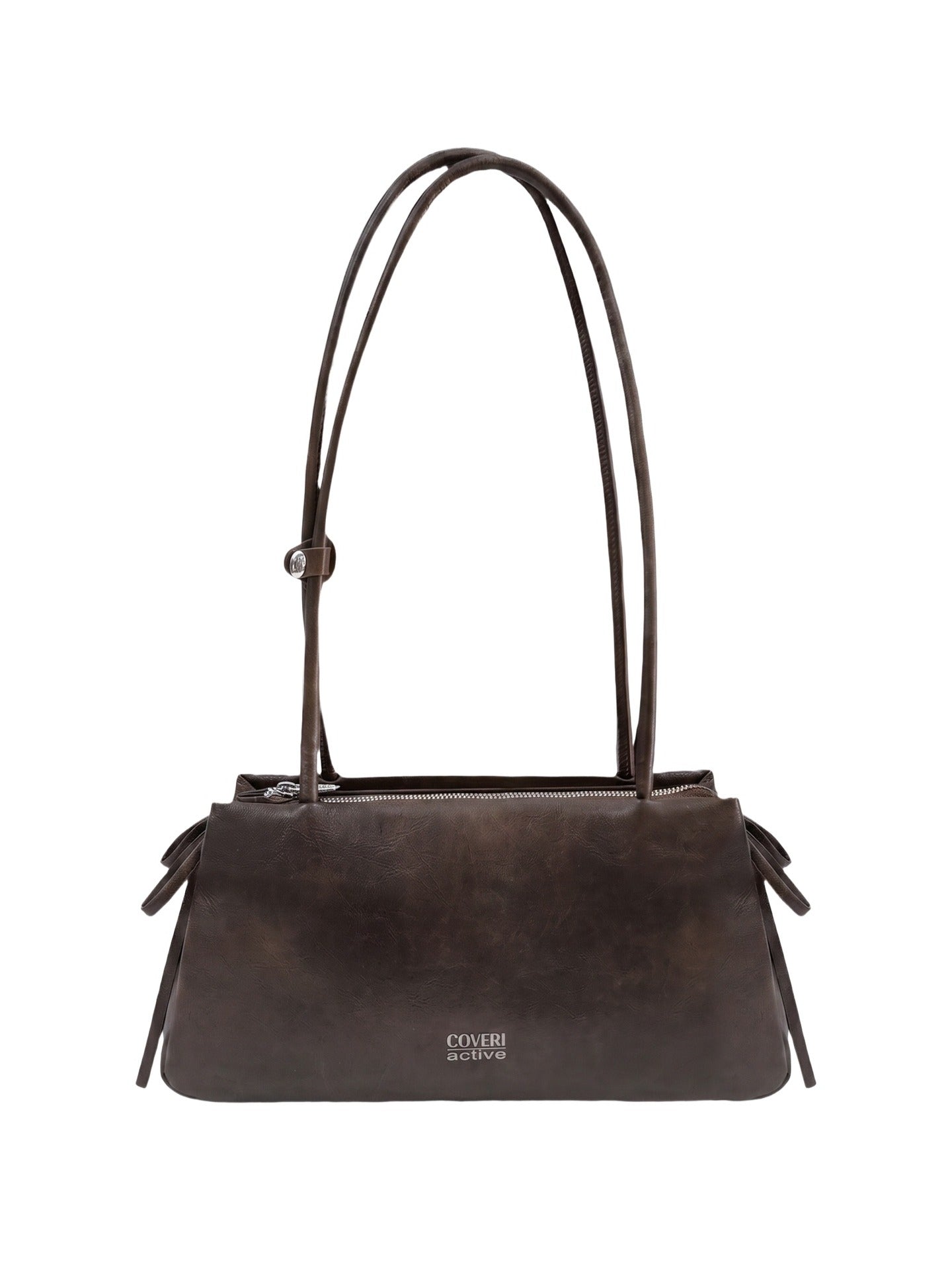 Borsa a Spalla in Polyurethane Marrone Scuro