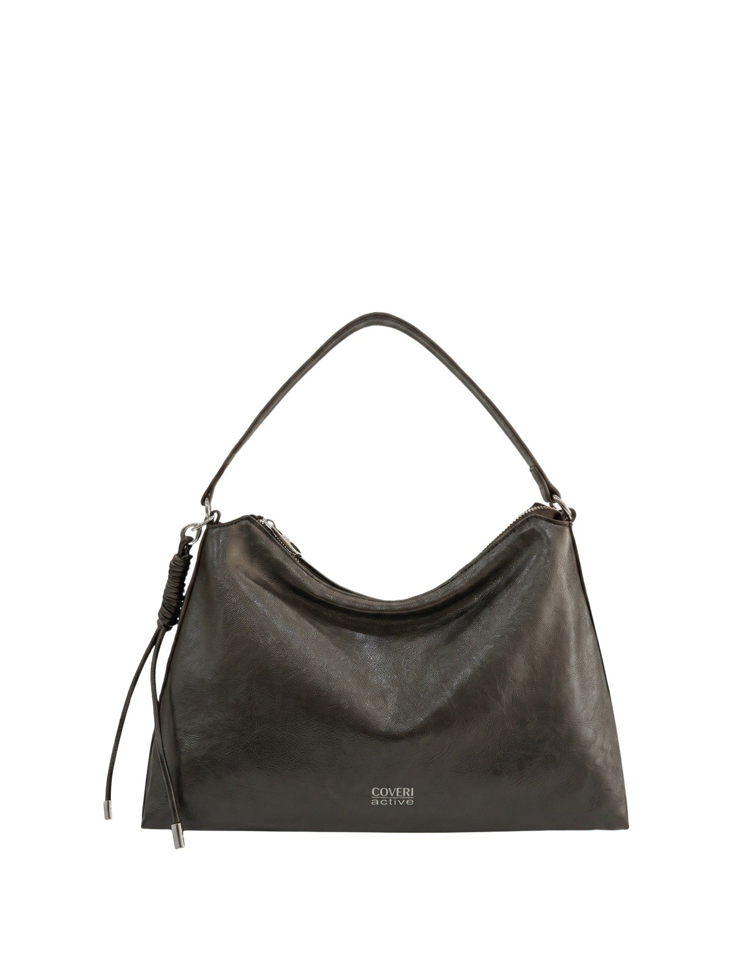 Borsa a Spalla in Polyurethane Marrone Scuro