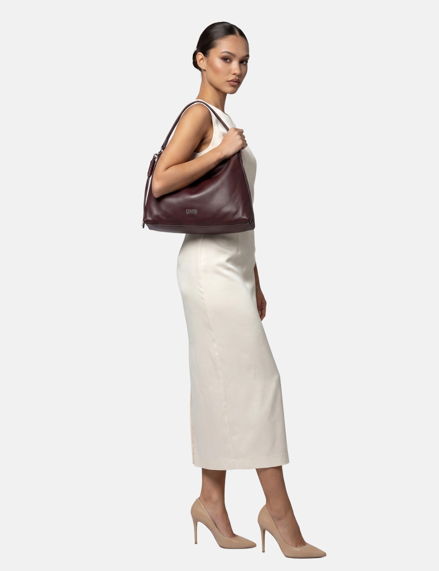 Borsa a Spalla in Polyurethane Bordeaux