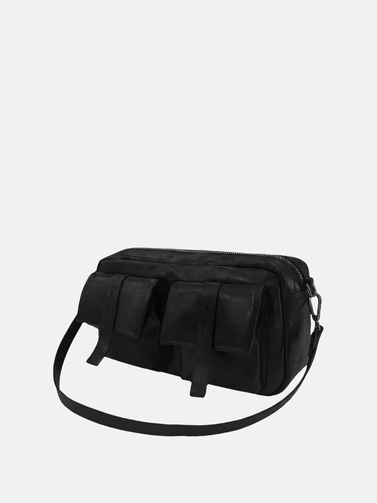 Borsa a Spalla in Polyurethane Nero