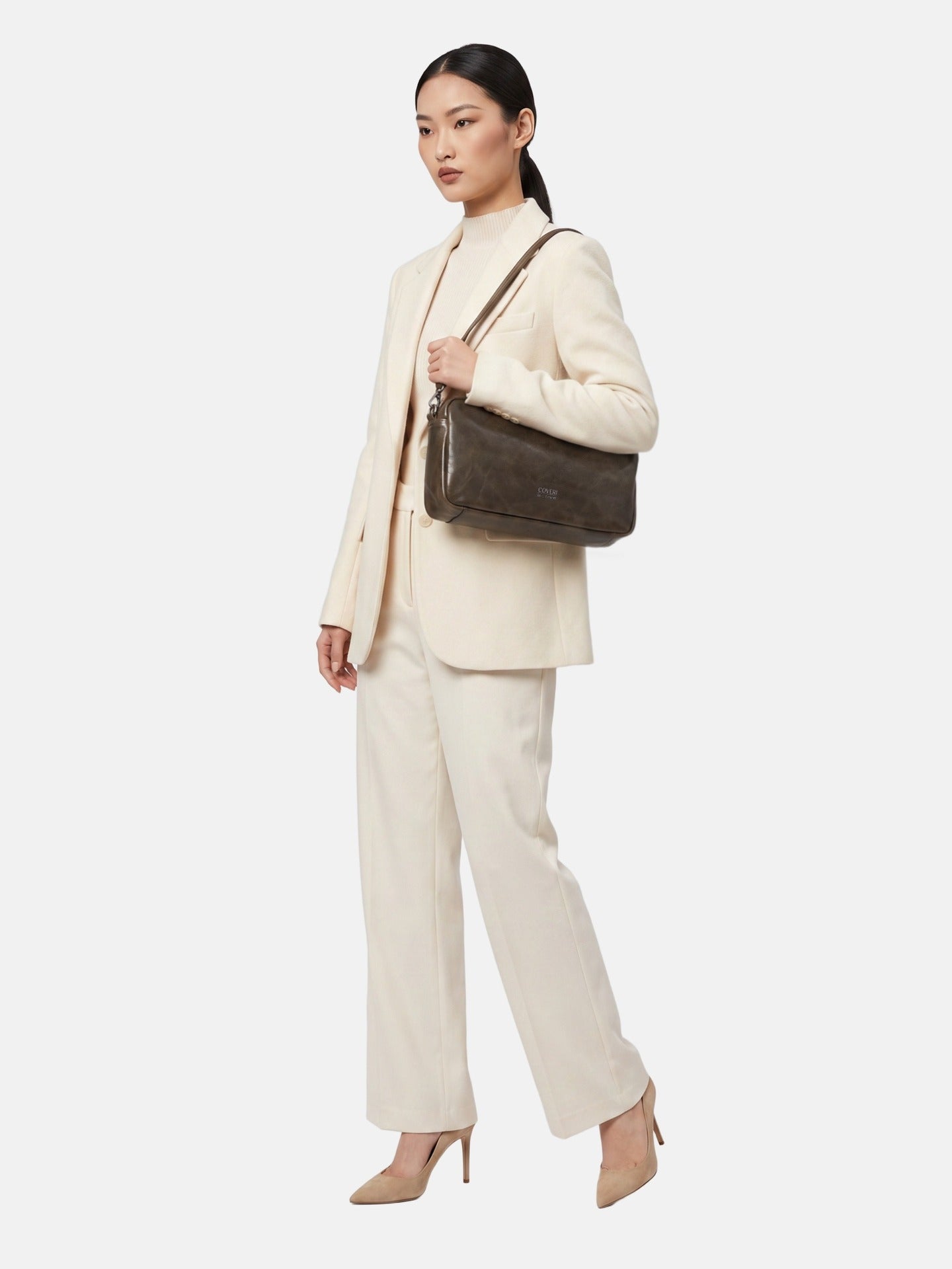 Borsa a Spalla in Polyurethane Beige