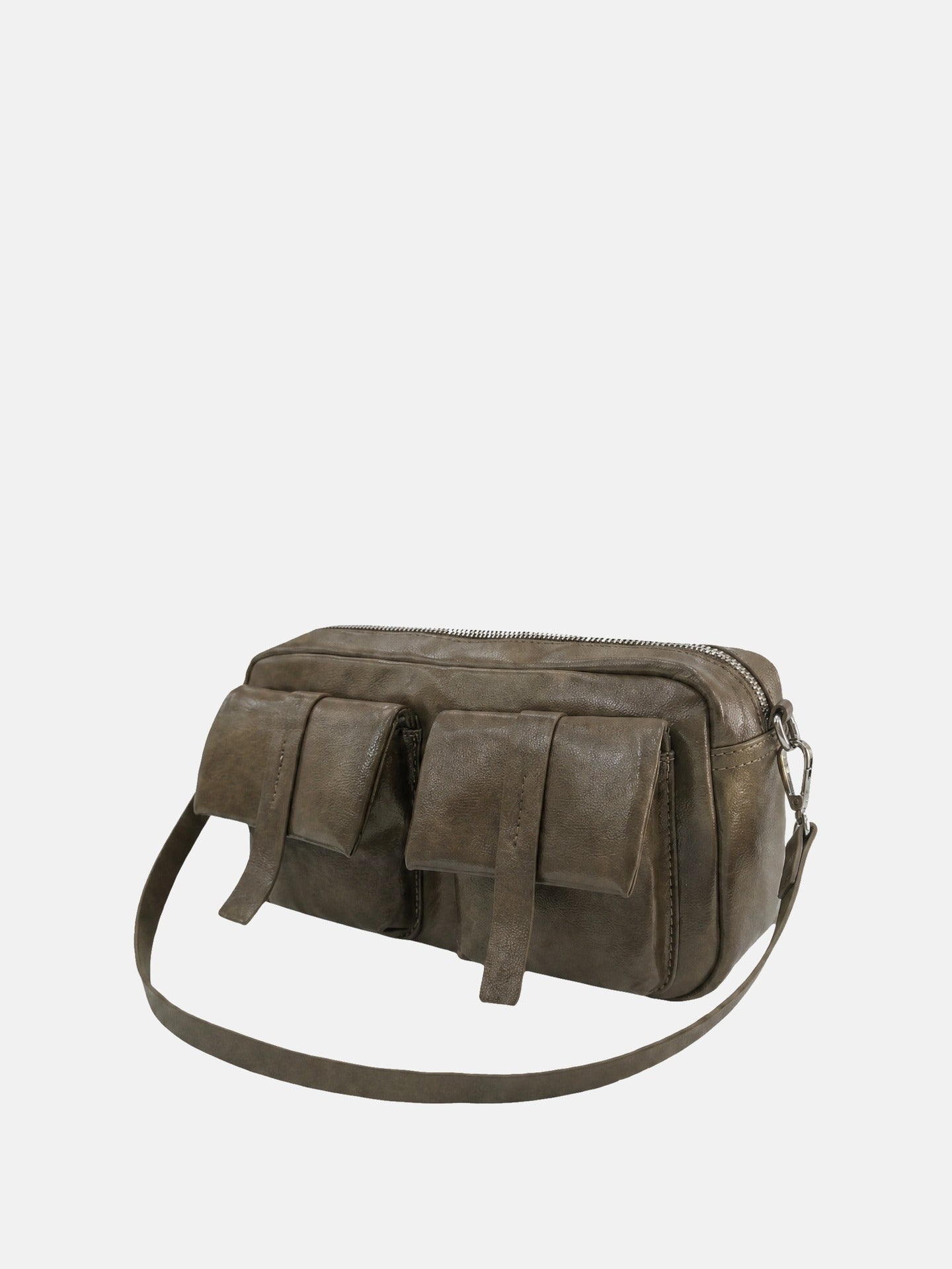 Borsa a Spalla in Polyurethane Grigio