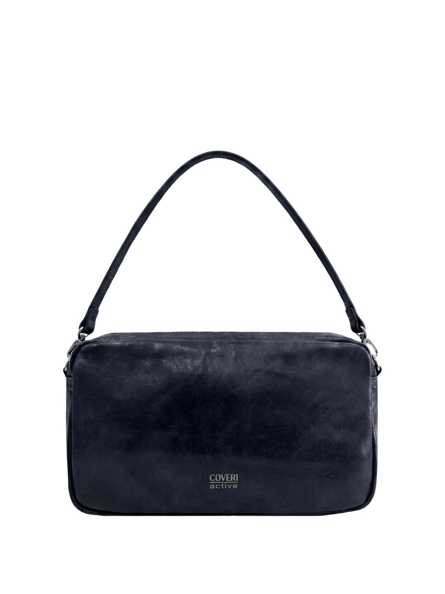 Borsa a Spalla in Polyurethane Blu Scuro