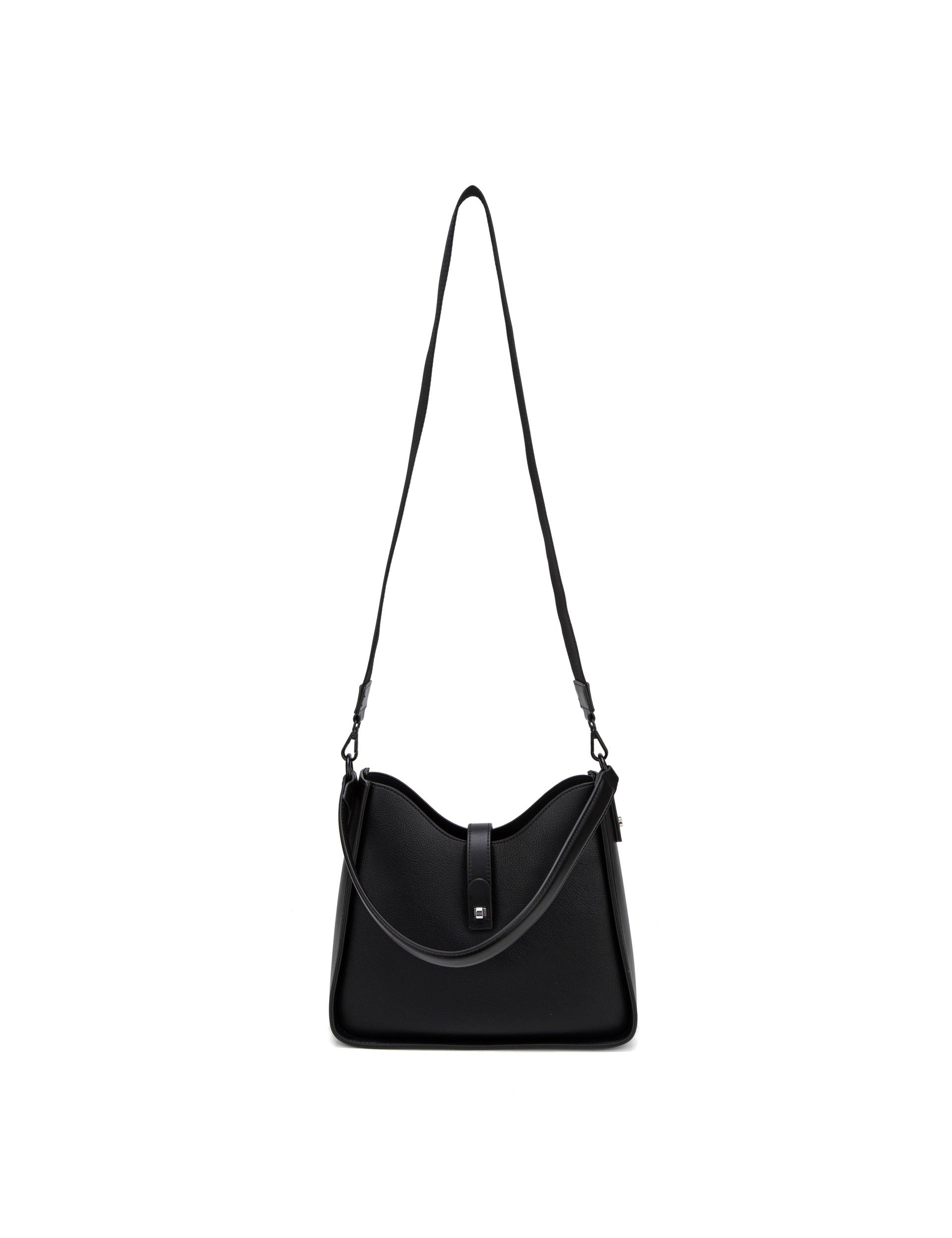 Borsa a Spalla in Pelle Vegana Nero