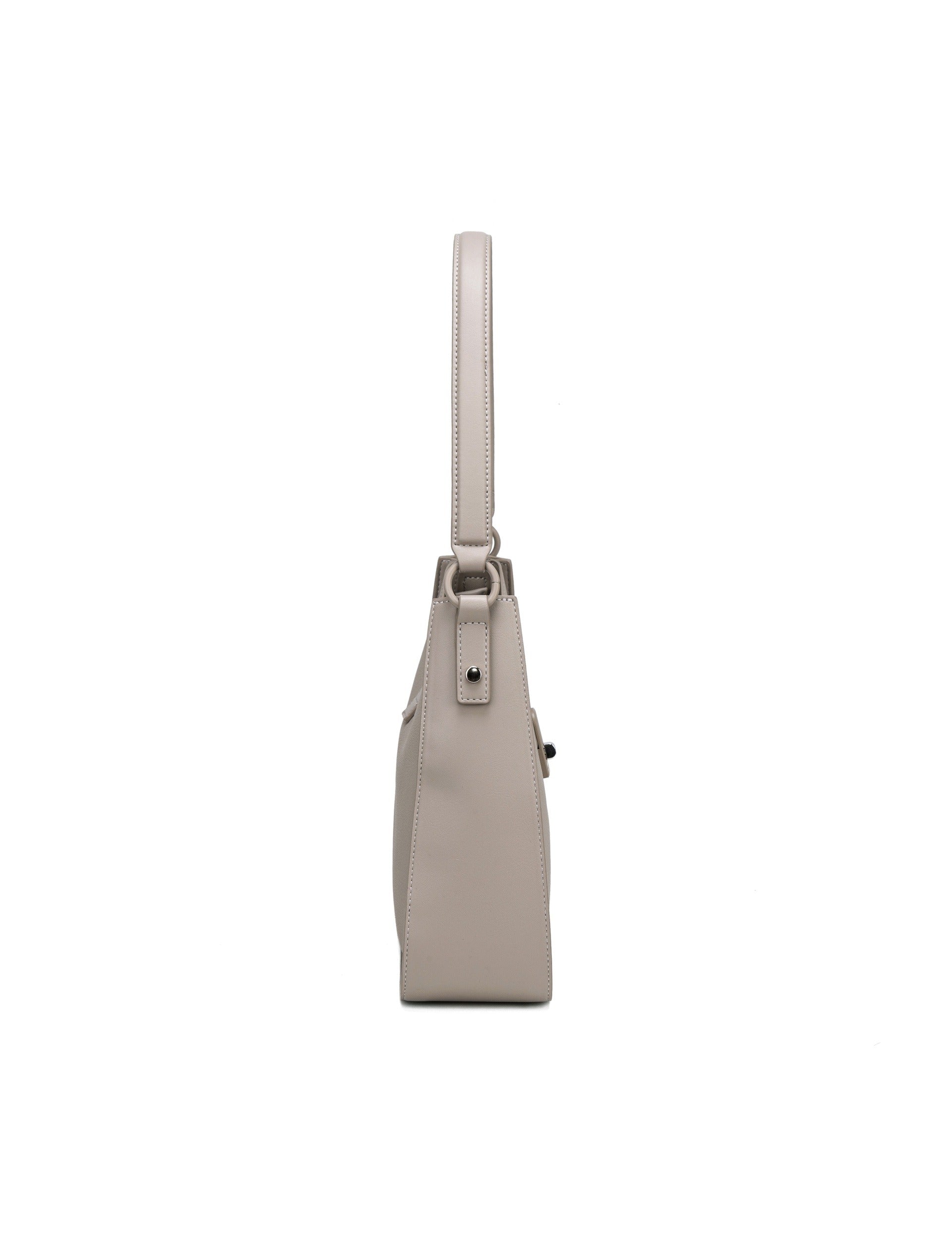 Borsa a Spalla in Pelle Vegana Beige Scuro