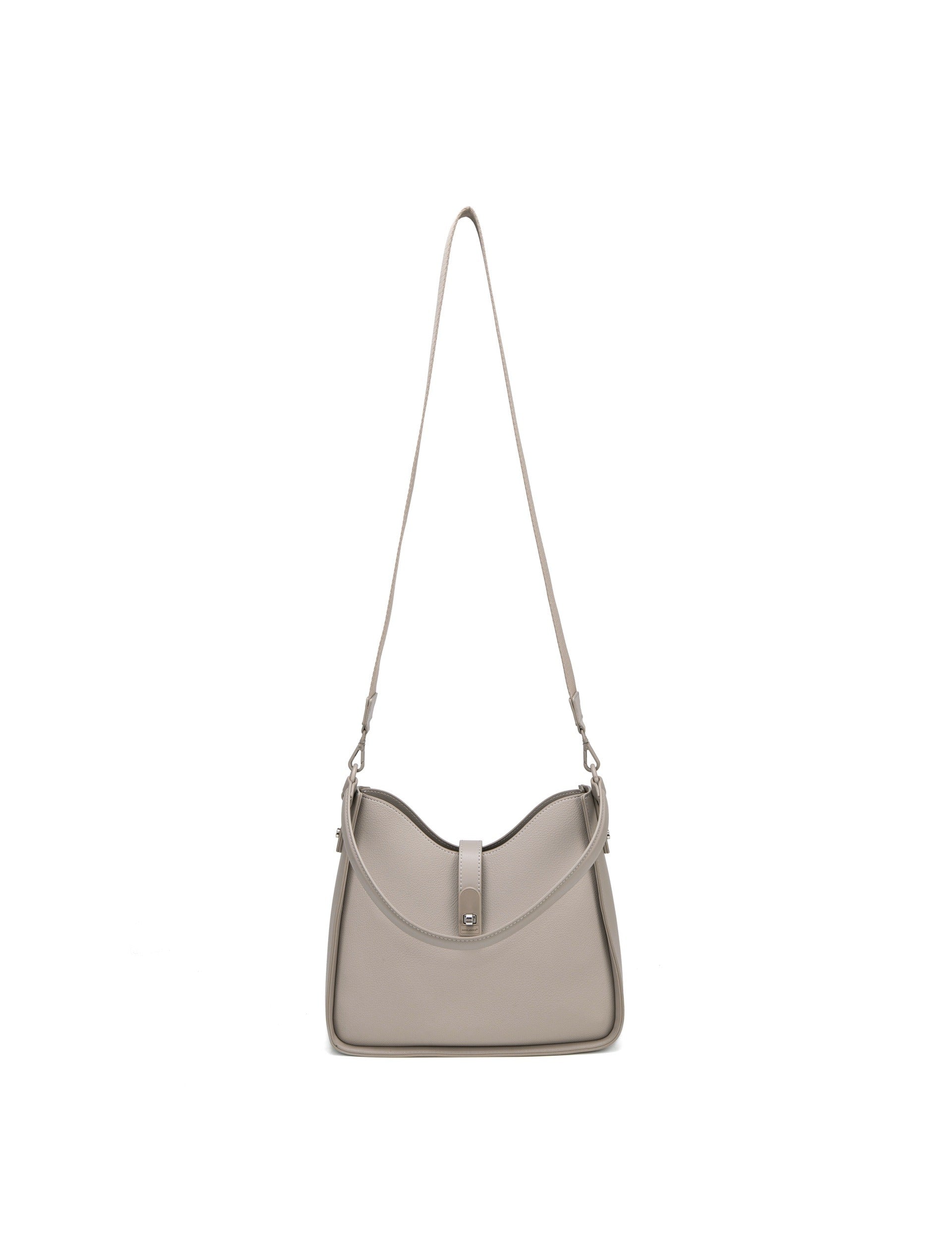 Borsa a Spalla in Pelle Vegana Beige Scuro