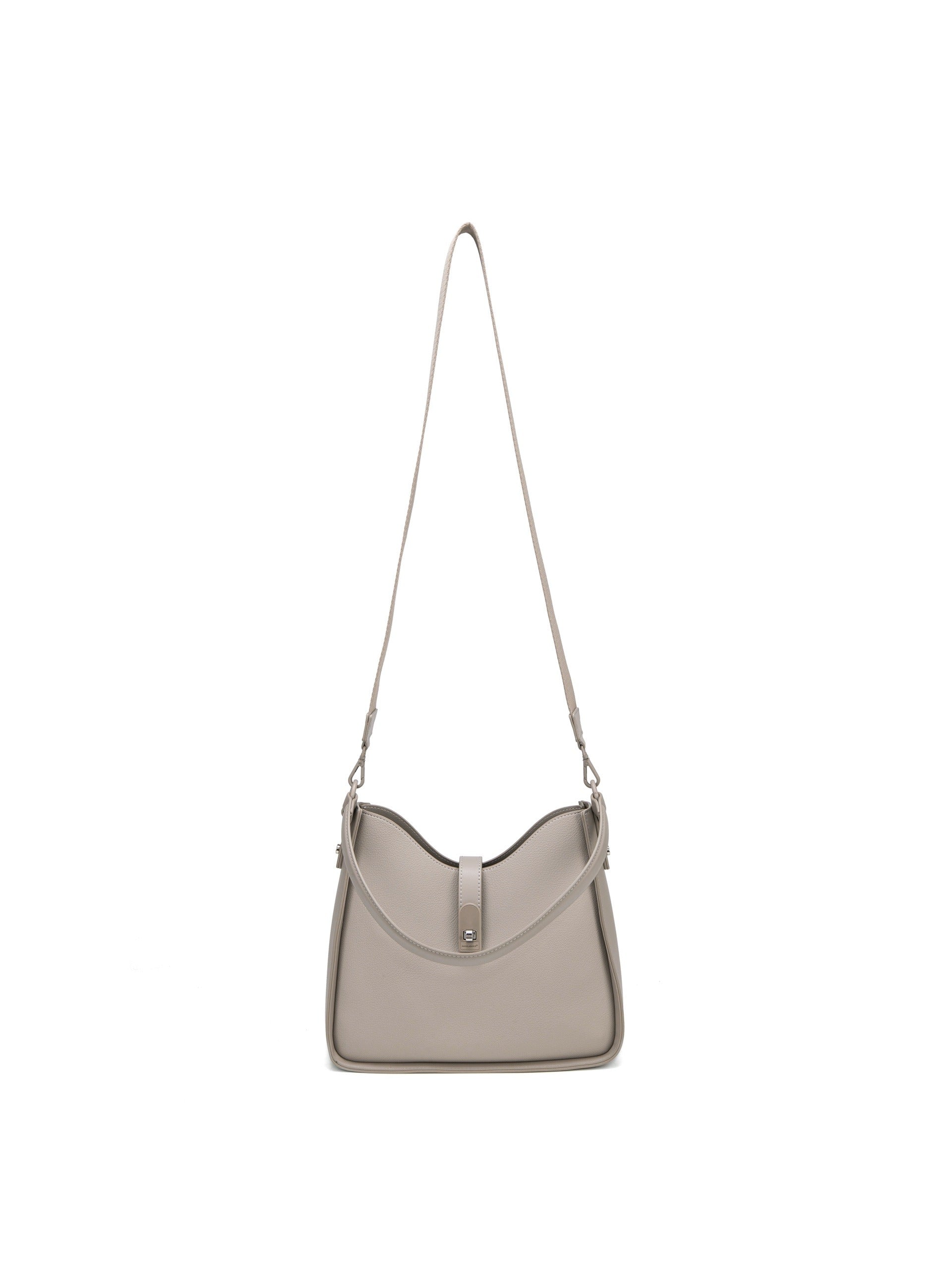 Borsa a Spalla in Pelle Vegana Beige Scuro