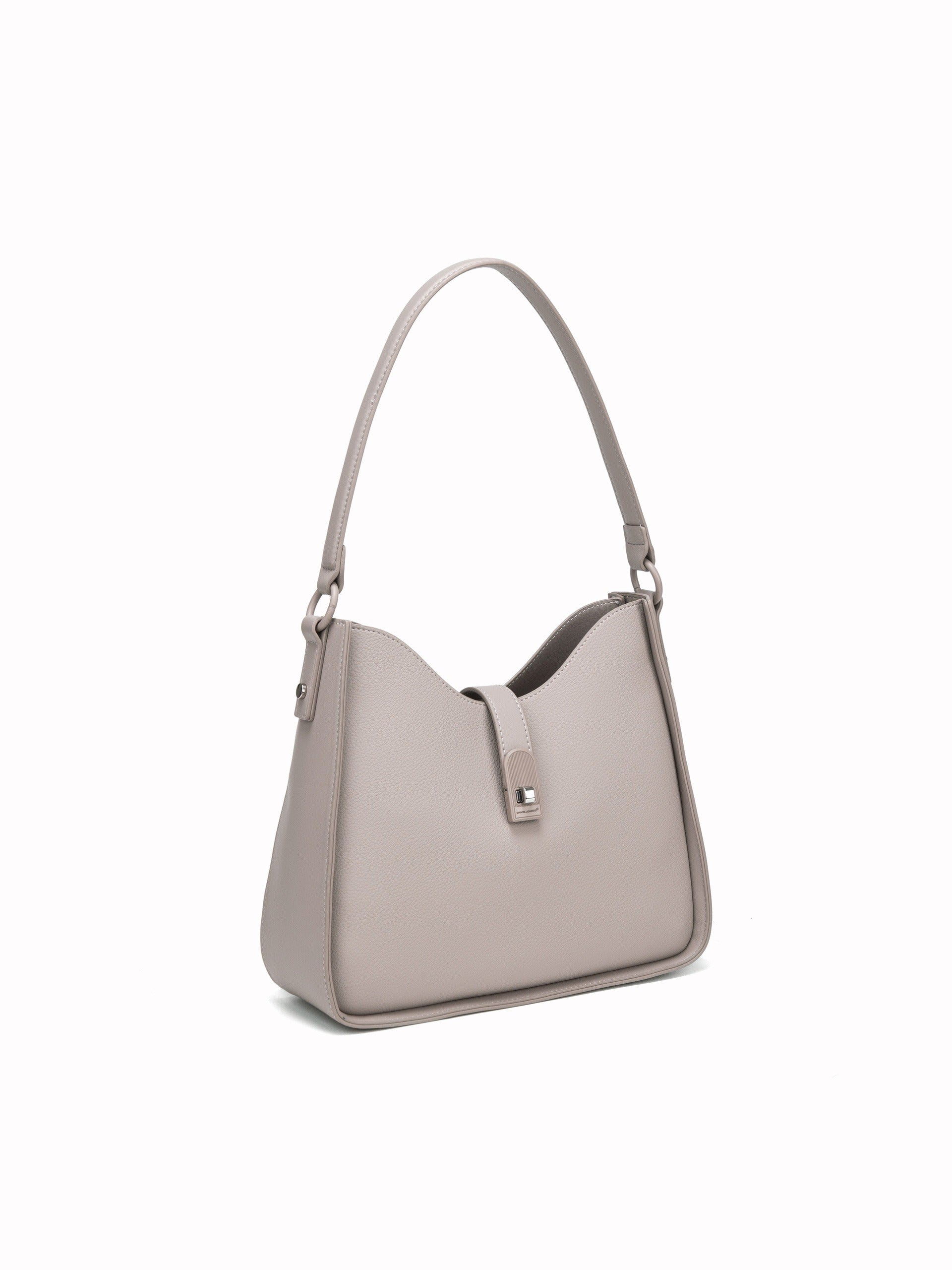 Borsa a Spalla in Pelle Vegana Beige Scuro