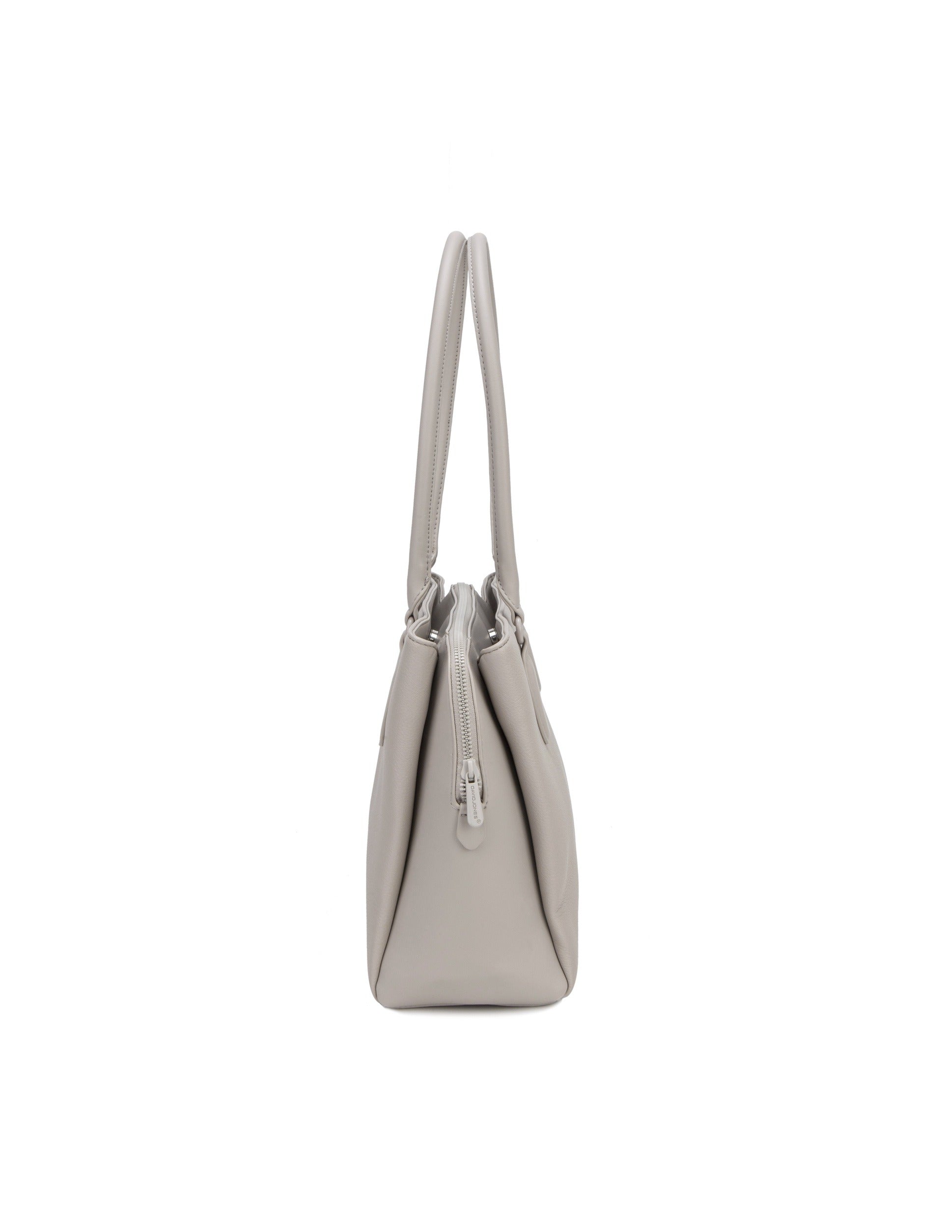 Borsa a Spalla in Pelle Vegana Beige Scuro