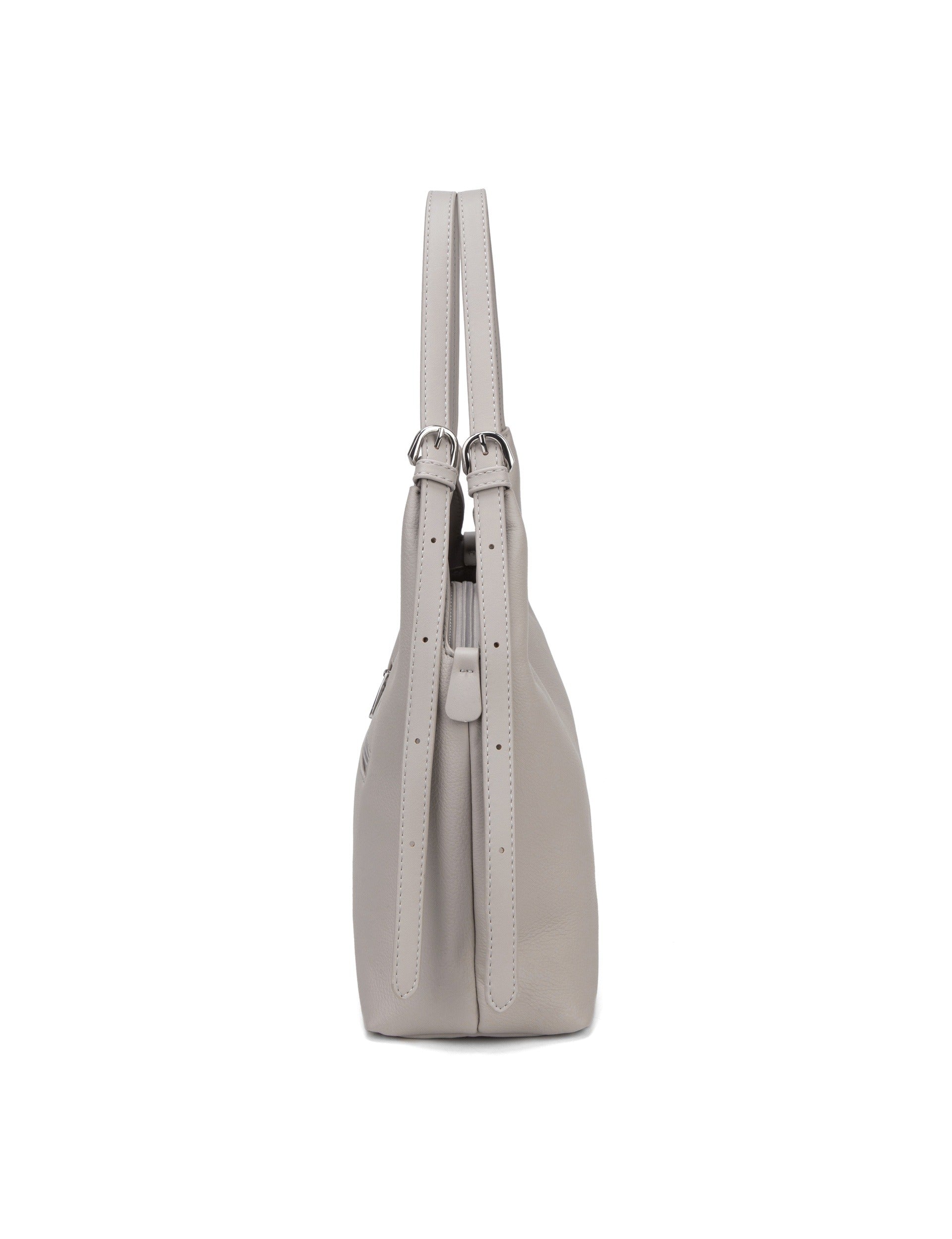 Borsa a Spalla in Pelle Vegana Beige Scuro