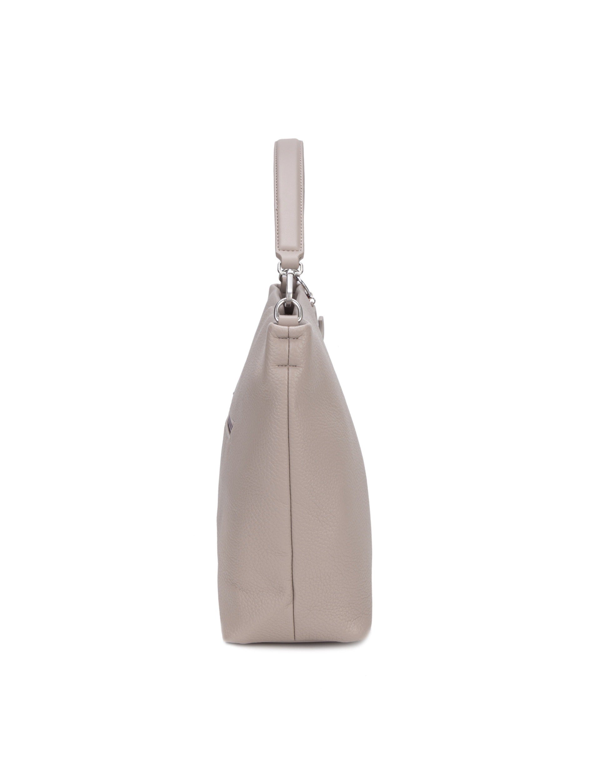 Borsa a Spalla in Pelle Vegana Beige Scuro