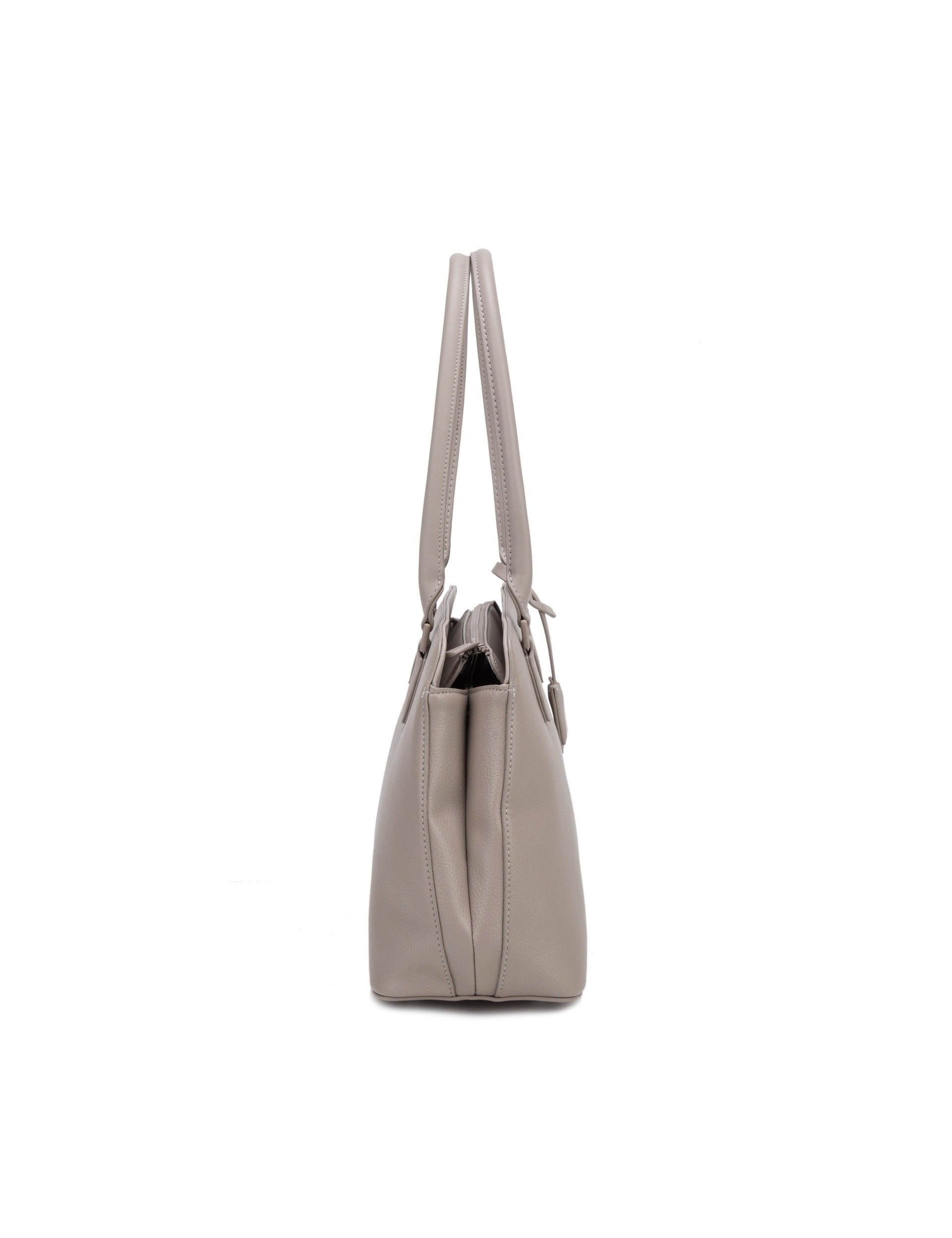 Borsa a Spalla in Pelle Vegana Beige Scuro