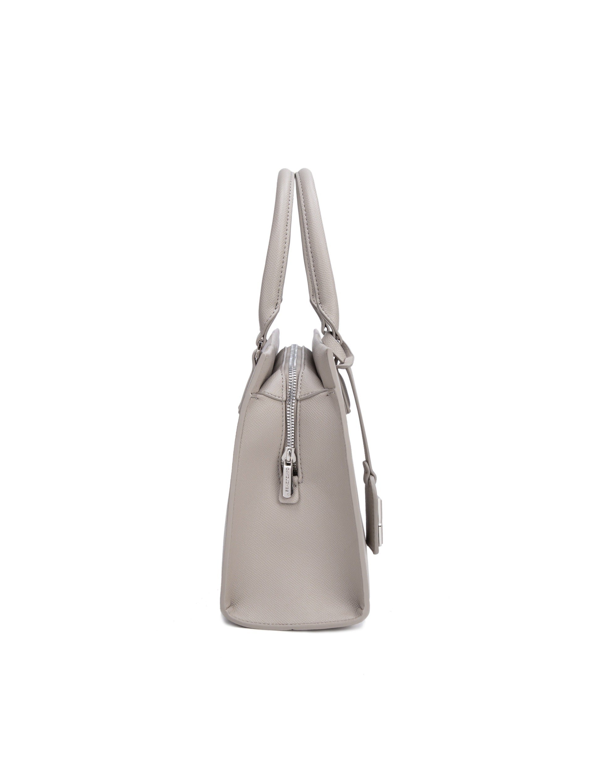 Borsa a Mano in Pelle Vegana Beige Scuro