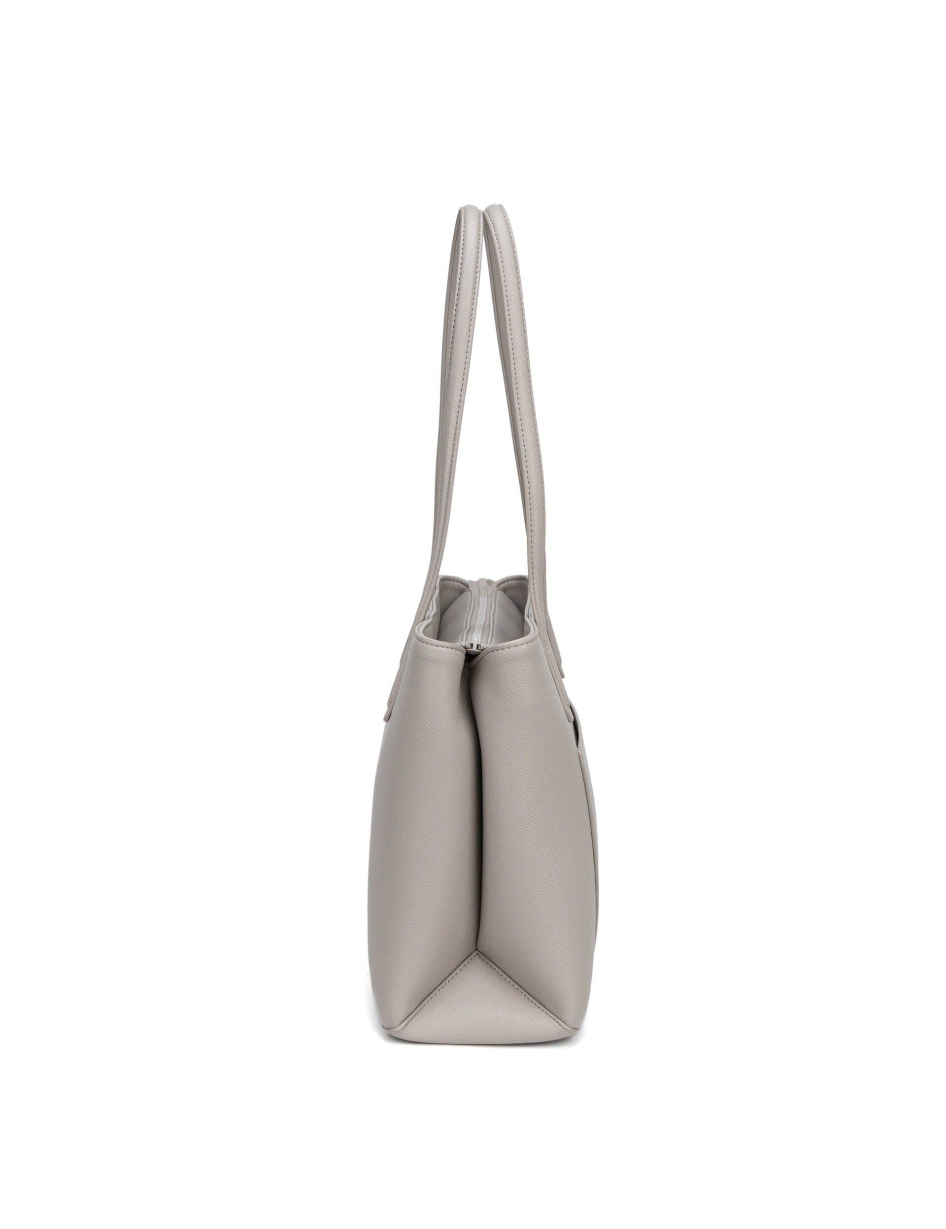 Borsa a Spalla in Pelle Vegana Beige Scuro
