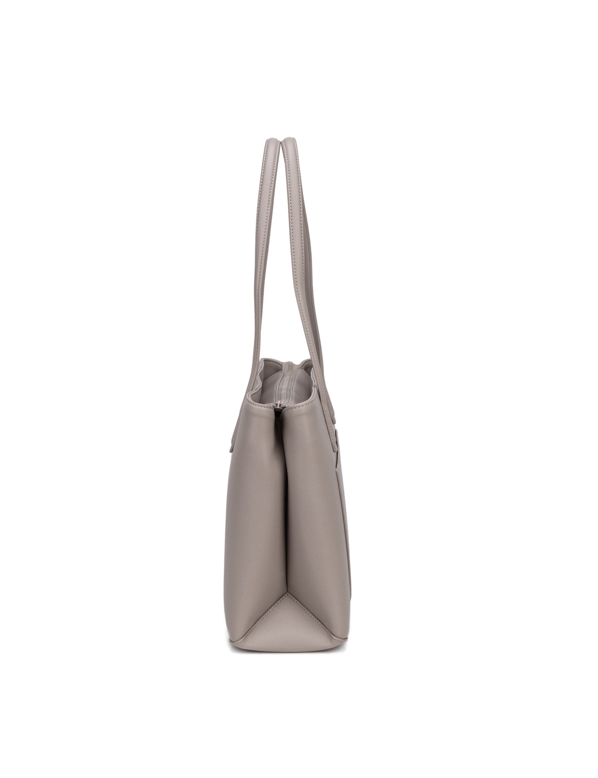 Borsa a Spalla in Pelle Vegana Beige Scuro