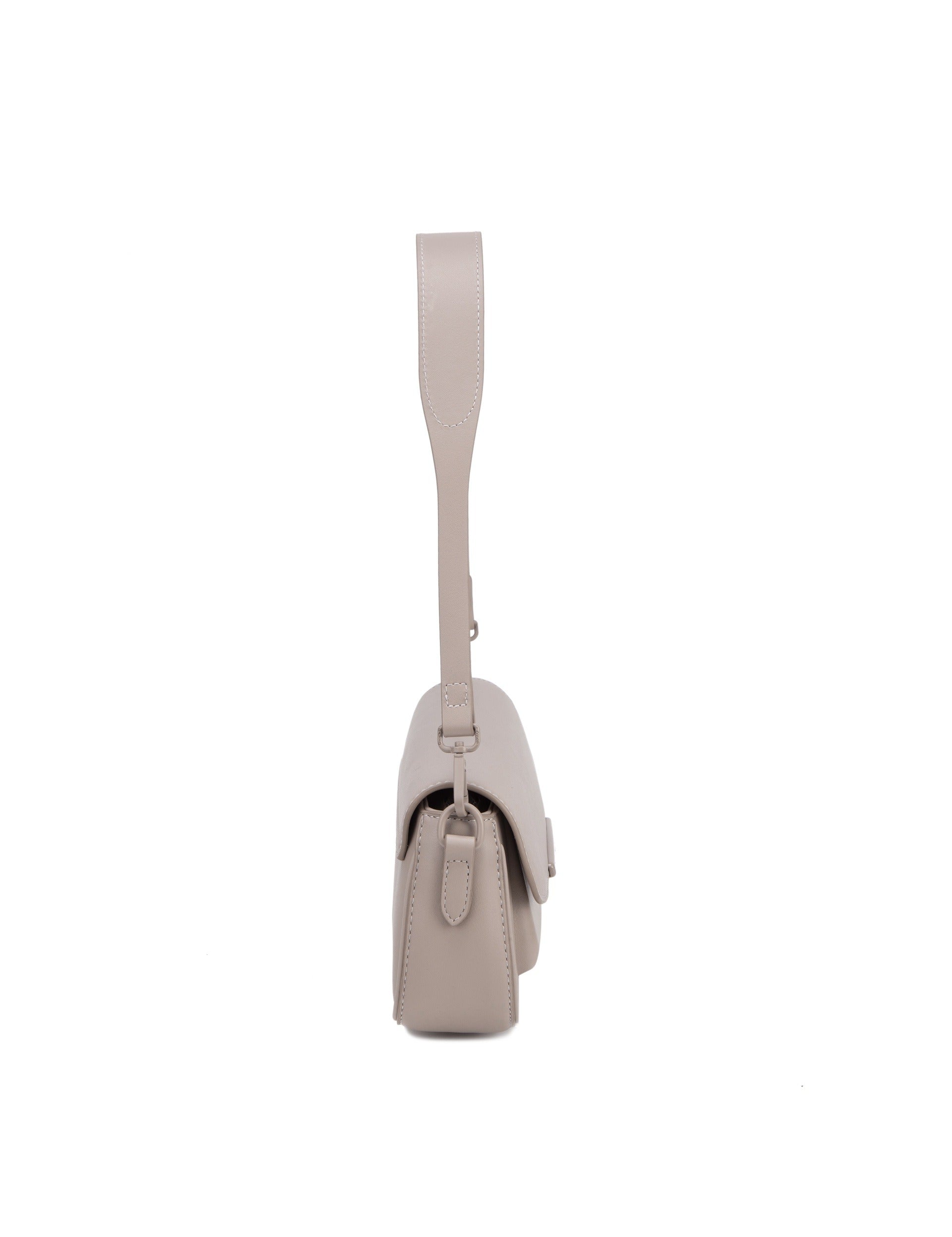 Borsa a Spalla in Pelle Vegana Beige Scuro