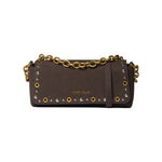 Borsa a Spalla in Pelle Vegana Marrone Scuro