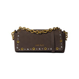 Borsa a Spalla in Pelle Vegana Marrone Scuro