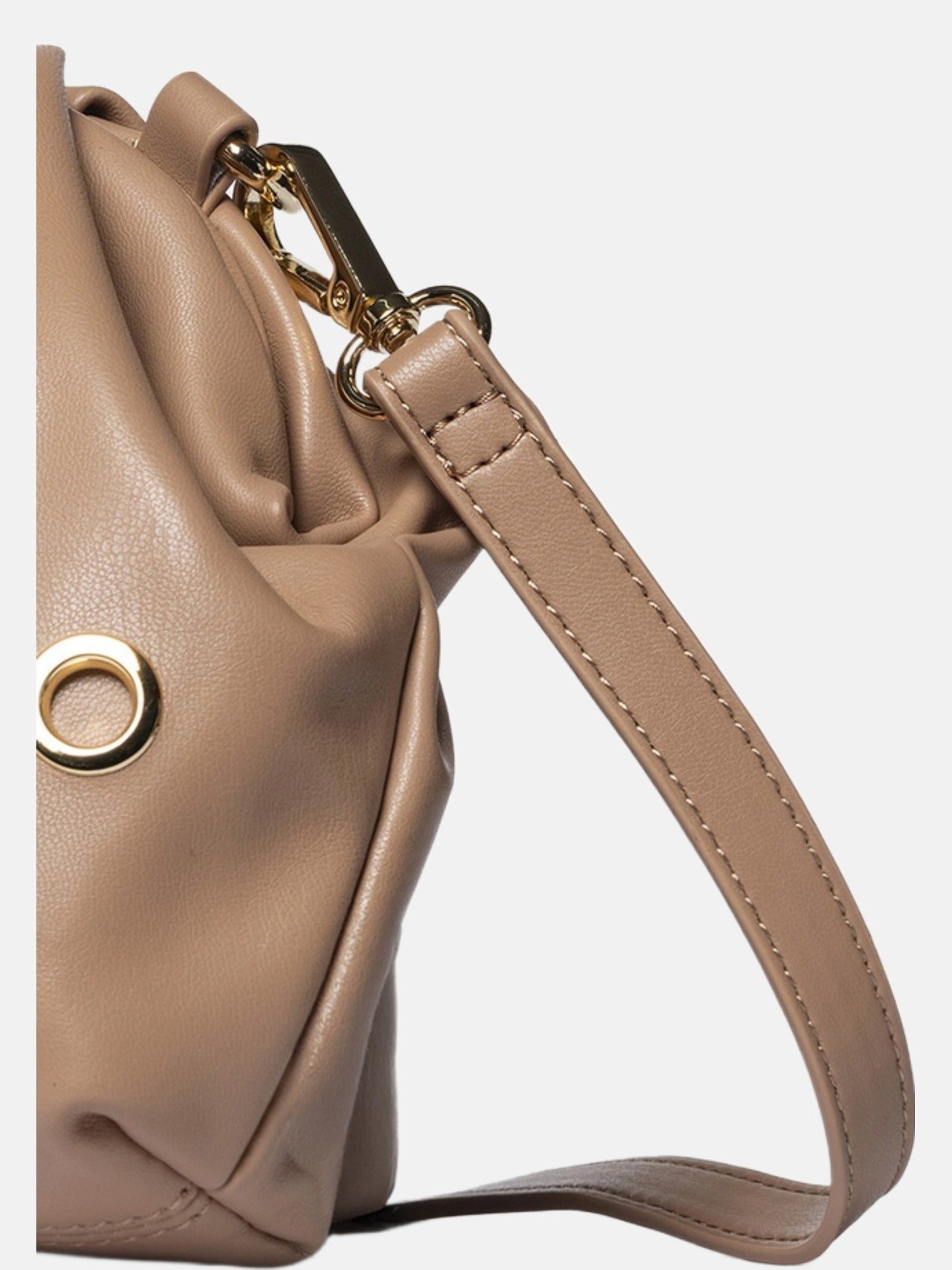Borsa a Spalla in Pelle Vegana Marrone Scuro