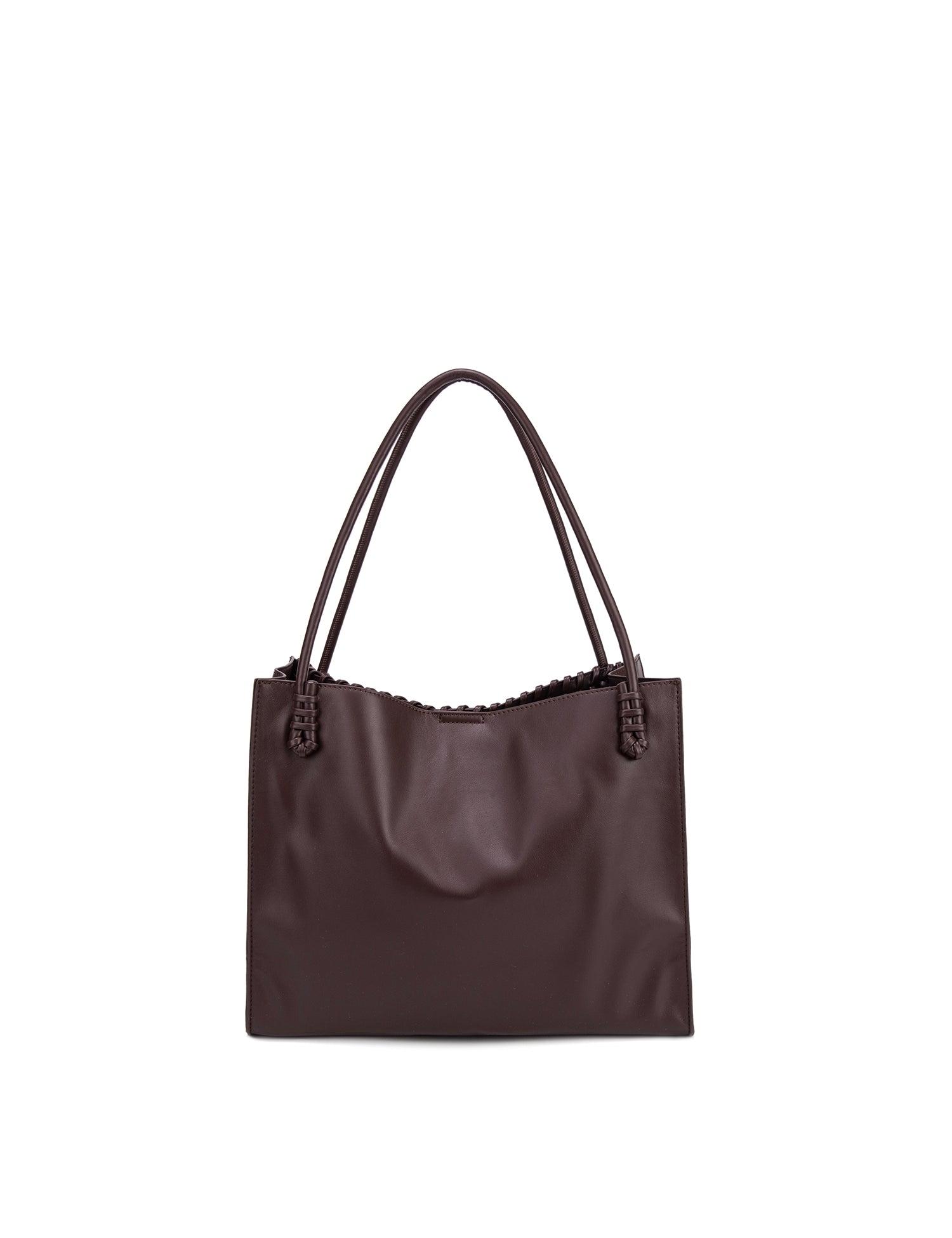 Borsa Shopper in 100% Pu Vegan Leather Marrone
