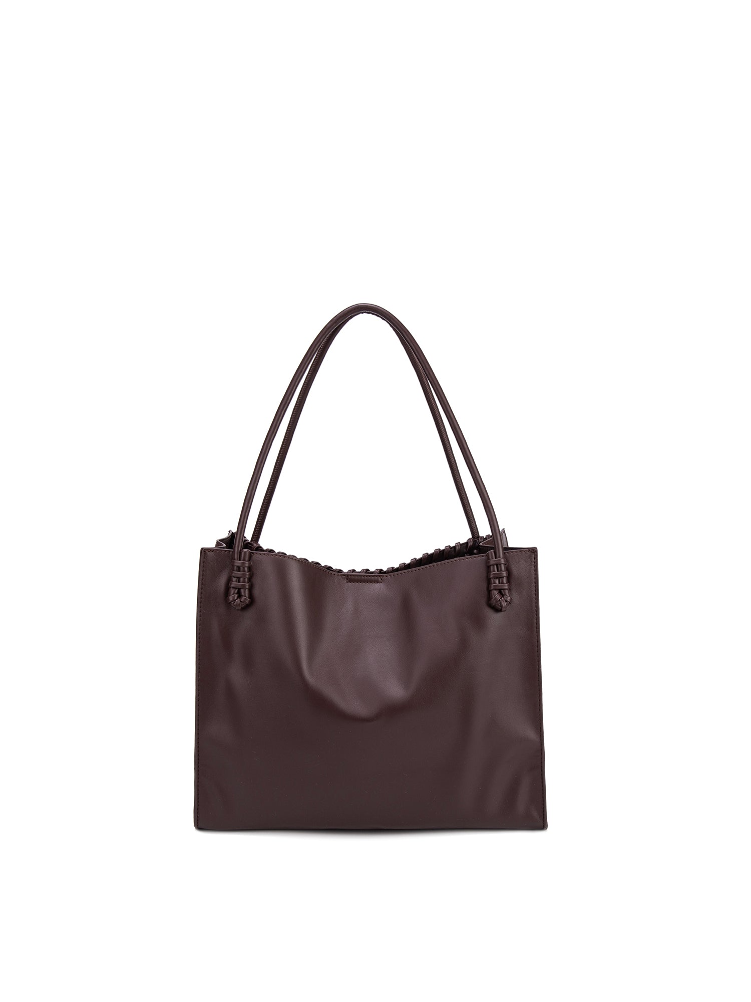 Borsa Shopper in 100% Pu Vegan Leather Marrone