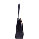 Borsa Shopper in 100% Pu Vegan Leather Blu Scuro